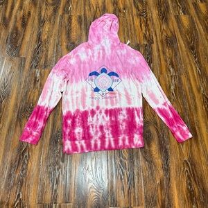 Simply Southern Pink White Tie Dye Soft Hoodie Shirt Beach Spring Womens Size S